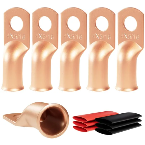 Vista 36 de 6 piezas 1/0 AWG - 1/2" (M12) Sanuke Terminales de anillo para cable de alambre con conectores de extremos resistentes para cable de batería, ojales