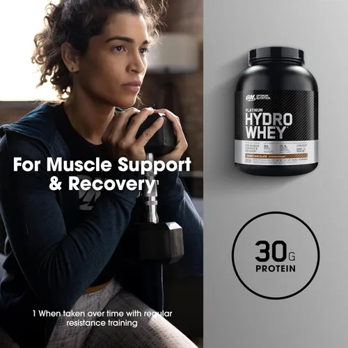 Vista 5 de Optimum Nutrition Platinum Hydrowhey Proteína en polvo, Turbo Chocolate, 4