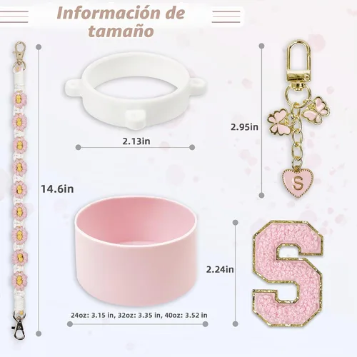 Vista 5 de SITKOL Juego de Monogramas Bonitos de Silicona Compatible con Botella de Agua Owala 24 oz, 32 oz, 40 oz - Accesorios Perfectos con la Letra Owala