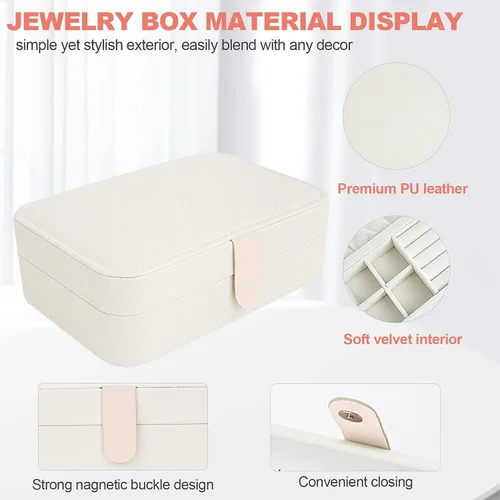 Vista 4 de QIUYMEI Organizador de cajas de joyería de viaje Caja de joyería de viaje Caja organizadora de viaje Caja de joyería pequeña para mujer Caja
