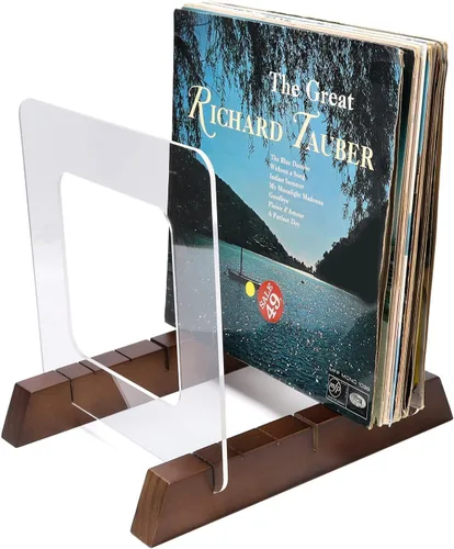 Vista 5 de BADALU Soporte de almacenamiento de discos de vinilo extraíble con diseño de ranura profunda antideslizante, almacena y sostiene hasta 60 álbumes