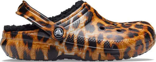 Vista 2 de Crocs Zueco clásico forrado con estampado animal para mujer Pantuflas mullidas