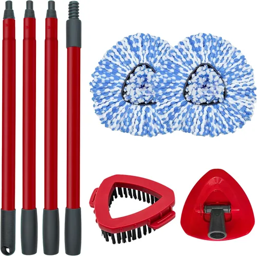 Vista 10 de Reemplazo de cabezal de trapeador, base, mango de trapeador para sistema de 2 tanques Ocedar RinseClean, 2 repuestos de trapeador de microfibra