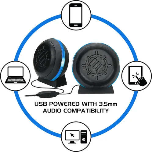 Vista 9 de ENHANCE Altavoces USB SL2 para el aula, sistema de sonido estéreo 2.0, entrada de 0.138 in, control de volumen en línea, compactos para escritorios