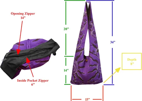 Vista 4 de Mandala Crafts Hippie Bag - Bolso bohemio - Hobo Hippie - Bolso bandolera estilo indie hippie - Bolso de hombro bohemio