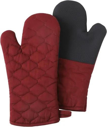 Vista 8 de Glynniss Guantes de horno resistentes al calor, 2 guantes de silicona para horno, superficies de agarre antideslizantes, guantes de cocina