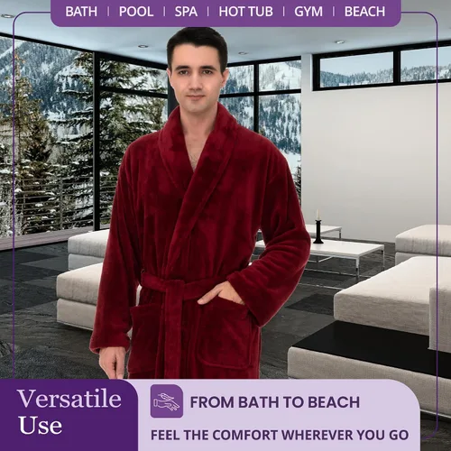 Vista 4 de TowelSelections Bata de baño de felpa súper suave para hombre