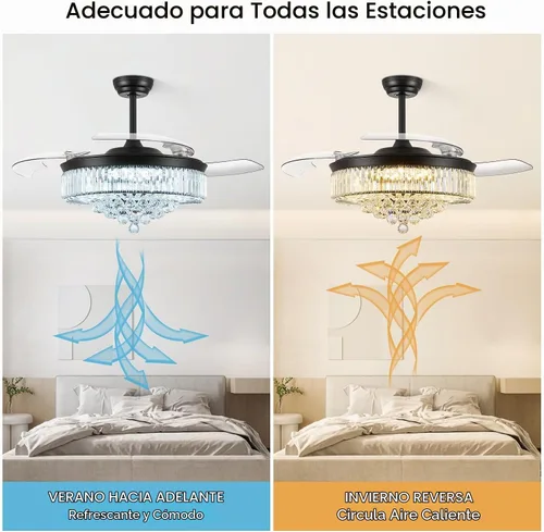 Vista 4 de Ventilador de techo de 42 pulgadas con luz, ventilador retráctil