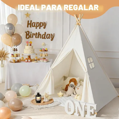 Vista 4 de Tienda de campaña tipi para niños, tiendas de campaña para niños y niñas, casa de juegos de regalos para juegos en interiores y exteriores, casa