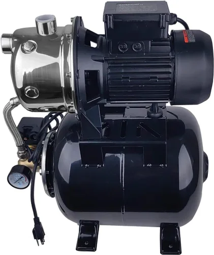 Vista 3 de Bomba de pozo poco profundo de 1.6 HP con tanque de presión, 898 GPH, 115 V, bomba de chorro de agua automática de acero inoxidable, bomba