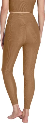 Vista 3 de Sage Activewear Leggings de cintura alta 78 para mujer que absorbe la humedad para yoga atléticos acanalados con borde plegado para yoga cintura alta
