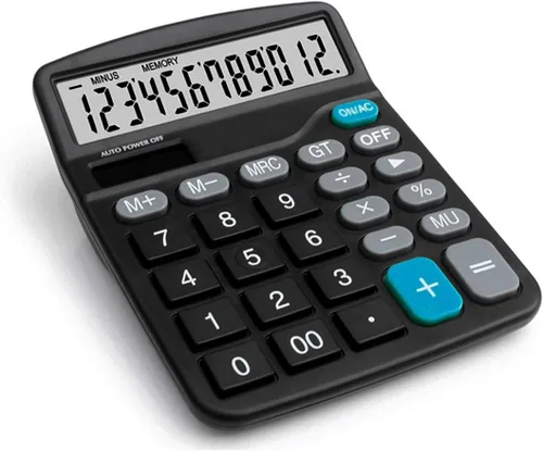 Vista 3 de Calculadora Pantalla de 12 dígitos Batería solar de doble potencia financiera dedicada gran función estándar de escritorio Calculadora de negocios