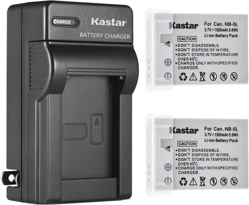 Vista 5 de Kastar - Cargador de batería de pared AC para Canon NB-5L NB5L, NB-5LH NB5LH, 1135B001 batería, Canon CB-2LX CB-2LXE Charger, Canon Digital IXUS 850