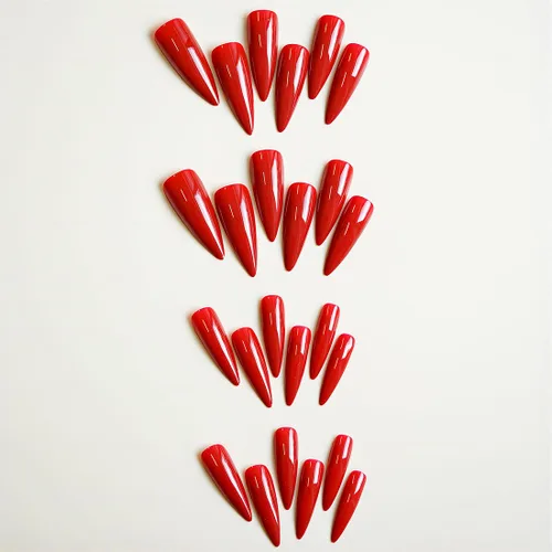 Vista 5 de Uñas postizas largas a presión con forma de almendra, uñas postizas acrílicas de color sólido con diseño de espejo de lujo, uñas artificiales