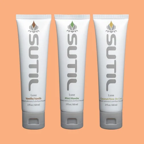 Vista 7 de SUTIL Lubricante personal a base de agua, sabor a coco, ligero, antiadherente, deslizamiento de larga duración con ácido hialurónico, sin glicerina