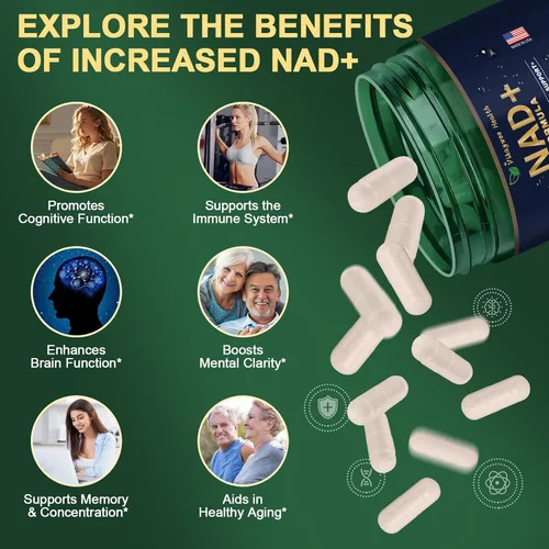 Vista 2 de Suplemento NAD de 1585 mg - True NAD & Resveratrol, NMN Alternativo Liposomal NAD+ para Mujeres y Hombres, Apoya la Salud Celular, la Resistencia
