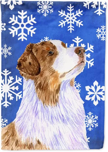 Vista 282 de Caroline's Treasures SC9374GF Bulldog English Snow flakes Holiday Garden Flag Buzón Bandera decorativa para patio exterior, patio, obras de arte