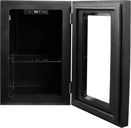 Vista 7 de Frigidaire Refrigerador de bebidas con puerta de vidrio de 0.6 pies cúbicos, mini refrigerador con pantalla digital con control electrónico