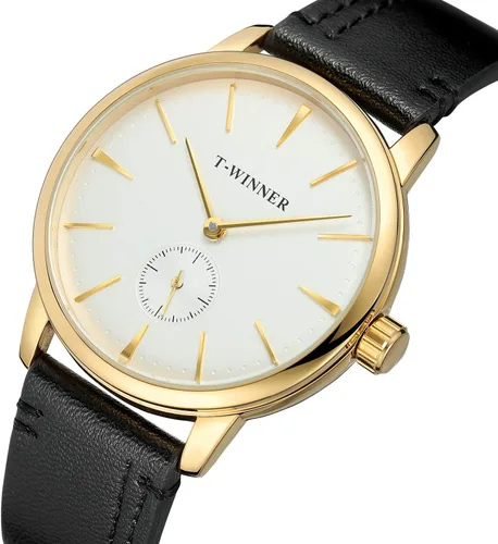 Vista 2 de FORSINING Reloj de pulsera mecánico de estilo deportivo analógico para hombre con correa de cuero