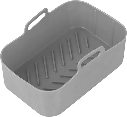 Vista 10 de Olla de silicona para freidora de aire Cesta rectangular reutilizable para freidora de aire, olla para hornear de alta temperatura, sartén