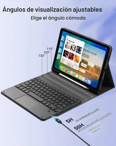 Vista 7 de EAMPANG Funda con purpurina y teclado trackpad para Samsung Galaxy Tab A11 Plus/A9 Plus de 11 pulgadas, Smart Touchpad 7 colores retroiluminados