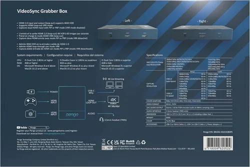 Vista 12 de Pengo Tarjeta de captura de juegos Dual HDMI VideoSync Especial Soporta 240 fps FreeSyncVRR Monitor HDR Pass-Through, entrada HDMI de 2 canales
