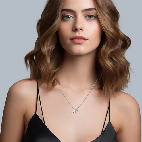 Vista 3 de Frisity Collar de béisbol chapado en oro de 14 quilates con letra inicial A-Z para mujeres y niñas, regalo de plata de oro rosa para hija, sobrina