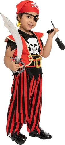 Vista 4 de Disfraz de intendente feroz de pirata con accesorios para fiestas temáticas de niños Halloween
