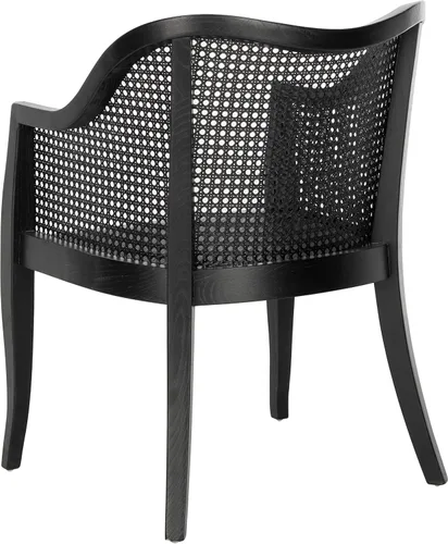 Vista 6 de SAFAVIEH Home Collection - Silla de comedor Maika de madera maciza negra y ratán de caña, totalmente montada (DCH9500C)