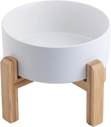 Vista 9 de Cuenco de cerámica elevado y elevado para perros de razas pequeñas y medianas, cuenco de agua con soporte, plato de alimentación pesado Gris