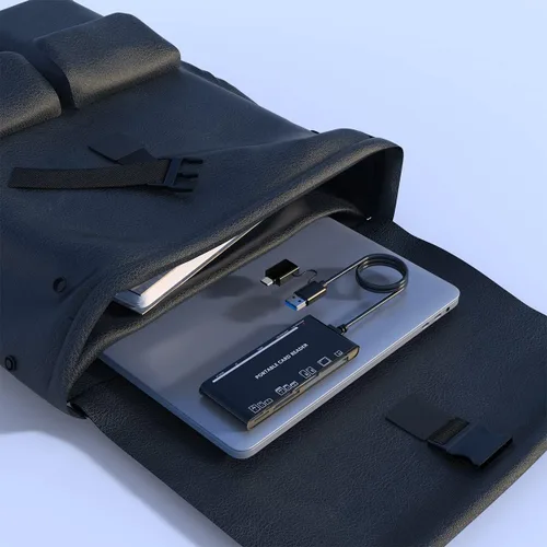 Vista 8 de Lector de tarjetas múltiples USB C USB3.0 para tarjetas SD, CF, Micro SD, XD, MS - Adaptador Hub 7 en 1 para Windows, Mac, Linux, Android