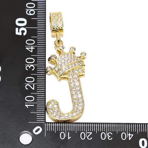 Vista 4 de Collar con letras A-Z para hombres y mujeres chapado en oro de 18 quilates con letras colgantes con cadena de 23 Hip Hop alfabeto nombre joyería