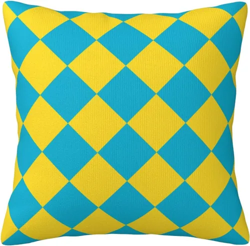 Vista 20 de Aspen - Fundas de almohada doradas y azul princesa a cuadros retro para sofá, fundas de cojín decorativas para decoración del hogar, habitación