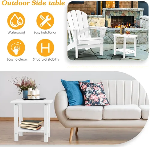 Vista 4 de Apolimi Adirondack - Mesa auxiliar para exteriores, mesa auxiliar de patio resistente de 2 niveles, resistente a la intemperie, mesa auxiliar sólida