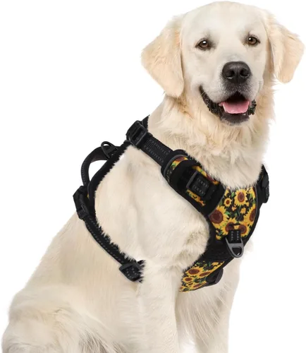 Vista 41 de PUPTECK Arnés táctico sin tirones para perro, tamaño mediano, arnés reflectante ajustable con asa para perro, de fácil control, cómodo y suave