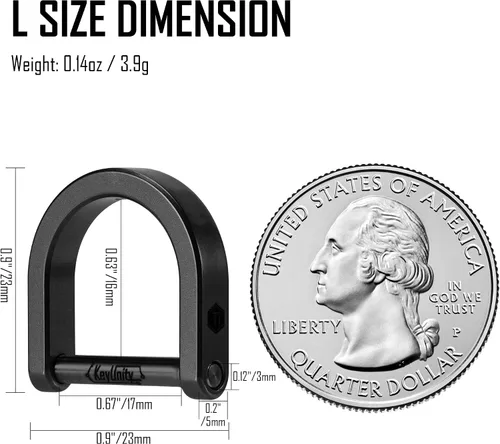 Vista 4 de KeyUnity KA17 Titanium D Ring Key Shackle, U Shape Key Ring Horseshoe Clasp for Car Fob, DIY Leather Key Organizer Keychain