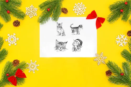 Vista 4 de Hying Sellos transparentes de gatos navideños para hacer tarjetas, álbumes de recortes, manualidades, decoraciones de invierno, sellos de fondo