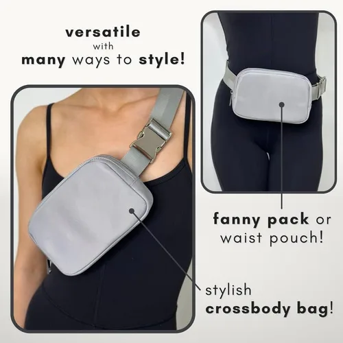 Vista 4 de Riñonera boutique Riñonera cruzada para mujer Linda cangurera mini en todas partes Pequeña bolsa de viaje de moda Accesorios plateados Correa
