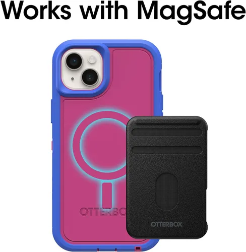 Vista 5 de OtterBox Funda para iPhone 14 Plus Defender Series XT - Blooming Lotus (rosa), sin pantalla, resistente, se ajusta a MagSafe, accesorio de cordón