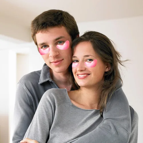 Vista 6 de Máscara de ojos de colágeno rosa, 30 pares de parches de cristal debajo de los ojos para ojos hinchados y ojeras – Parece menos cansado y reduce