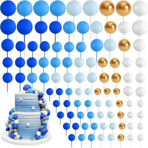Vista 16 de 138 Piezas Bolas Doradas Decoraciones para Pasteles Decoraciones de Globos para Cupcakes Bolas de Espuma de Varios Tamaños para Decoración de Oro