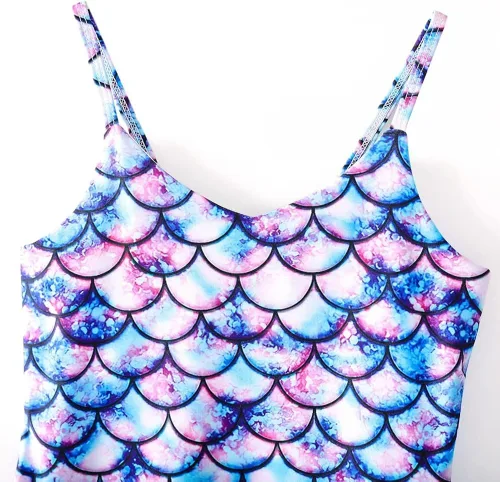 Vista 4 de Yuegoo Traje de baño para niñas, de una pieza, estampado 3D, con volantes, para playa, 2-9T