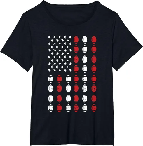 Vista 25 de Camiseta patriótica de jugador atleta del 4 de julio de fútbol americano, Negro