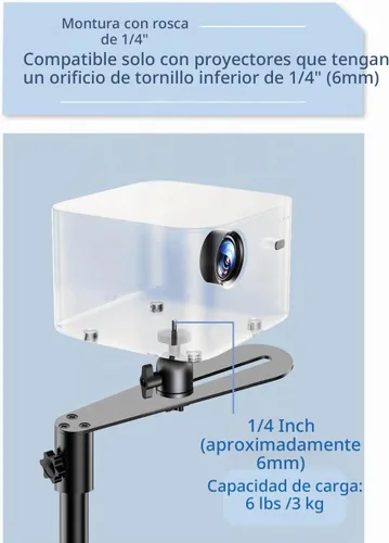 Vista 6 de Soporte de proyector de altura ajustable de 16 a 48 pulgadas, soporte de techo universal para proyector de rotación de 360 grados, compatible