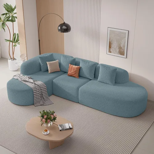 Vista 11 de Sofá modular modular de 114 pulgadas para sala de estar, moderno sofá modular con diván, sofá seccional en forma de L, no requiere montaje, beige