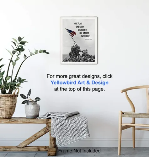 Vista 5 de Arte de pared con la bandera estadounidense, bandera marina, decoración de pared de Iwo Jima, foto del cuerpo de marina, regalos para hombres