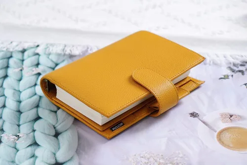 Vista 8 de Moterm Personal Luxe - Planificador de anillos – Organizador de carpeta de cuero genuino (Pebble-Mustard, anillo de 1.181 in)