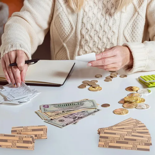 Vista 2 de Sumerfnt Rollos de Envoltorios para Monedas de Dólar, Solo Dólares, Rollos de Dólar Planos 110 Piezas