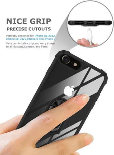Vista 6 de Funda transparente con función atril para iPhone SE 2022/2020 (3ª/2ª generación SE3/SE2) y iPhone 8/7, funda delgada de protección contra caídas