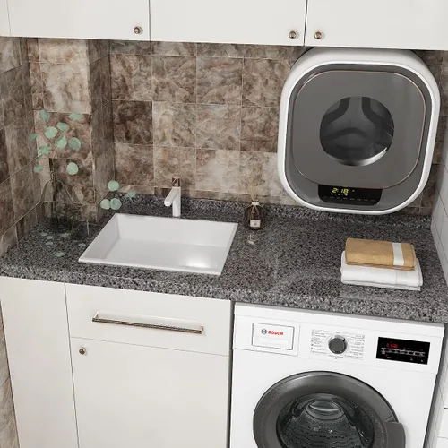 Vista 2 de Livelynine Papel adhesivo de granito oscuro para encimeras, despegar y pegar, cubiertas de encimera, papel tapiz de granito impermeable